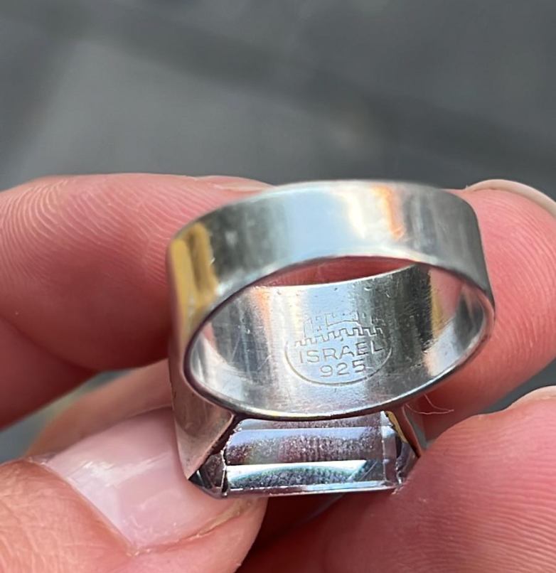 silver ring with a rare gem from the 1950s