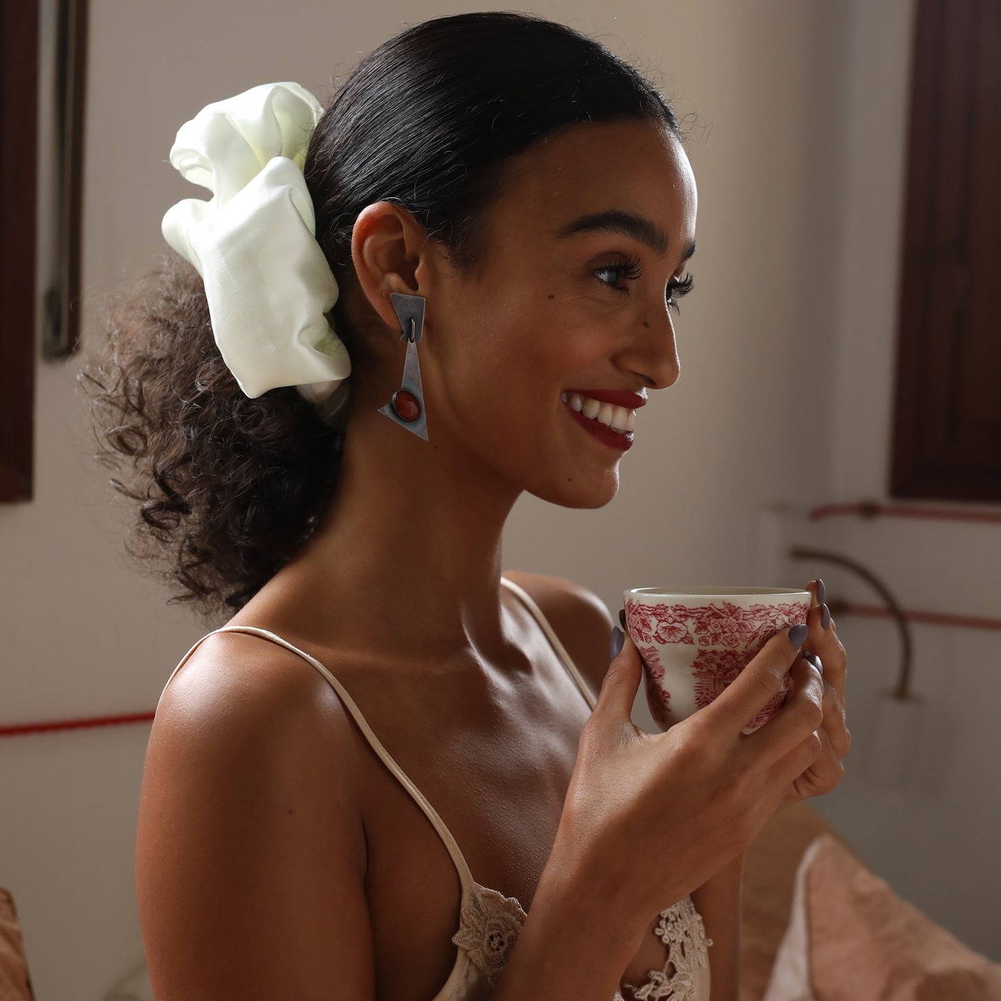 Cornelian Stone and Silver Earrings