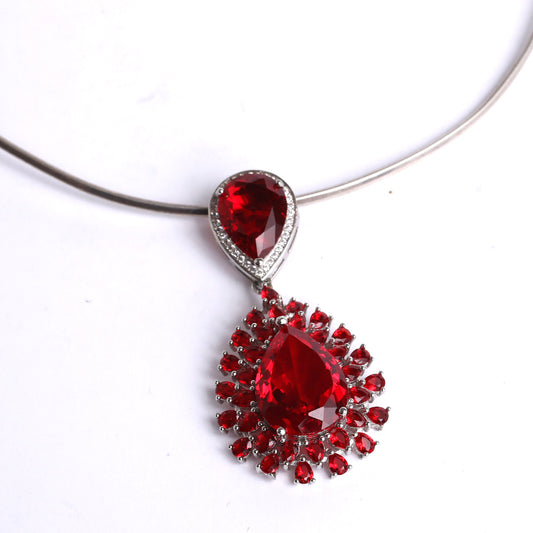 classic silver 925 Pendant with red zircons ( can be earring too )
