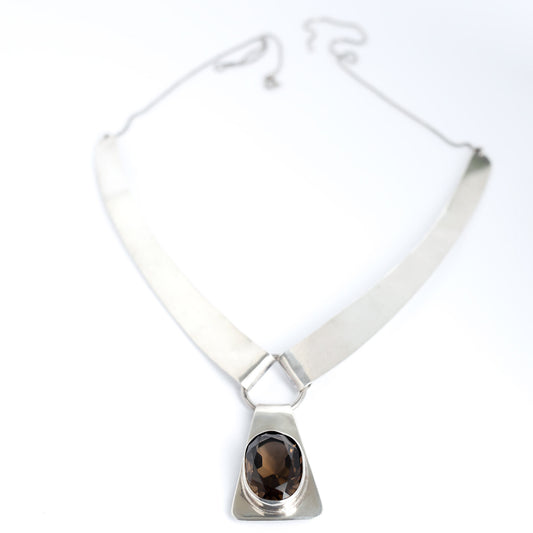 Vintage Sterling Silver Necklace with Topaz - Handmade in Israel