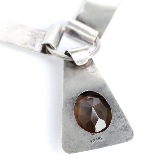 Vintage Sterling Silver Necklace with Topaz - Handmade in Israel