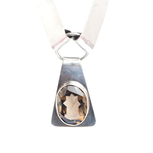 Vintage Sterling Silver Necklace with Topaz - Handmade in Israel