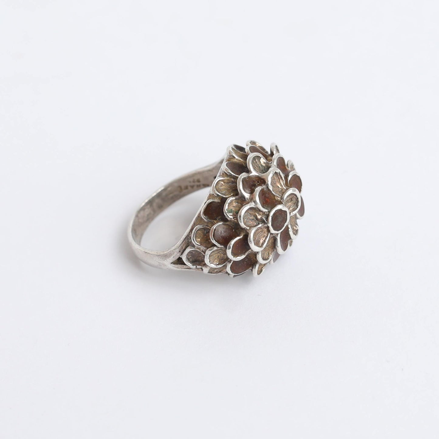 Hand Made Silver Ring With Enamel Art Work