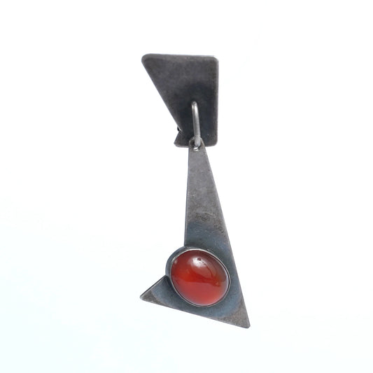 Cornelian Stone and Silver Earrings