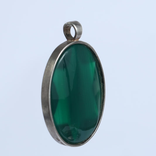 Green Agate and Silver Pendant