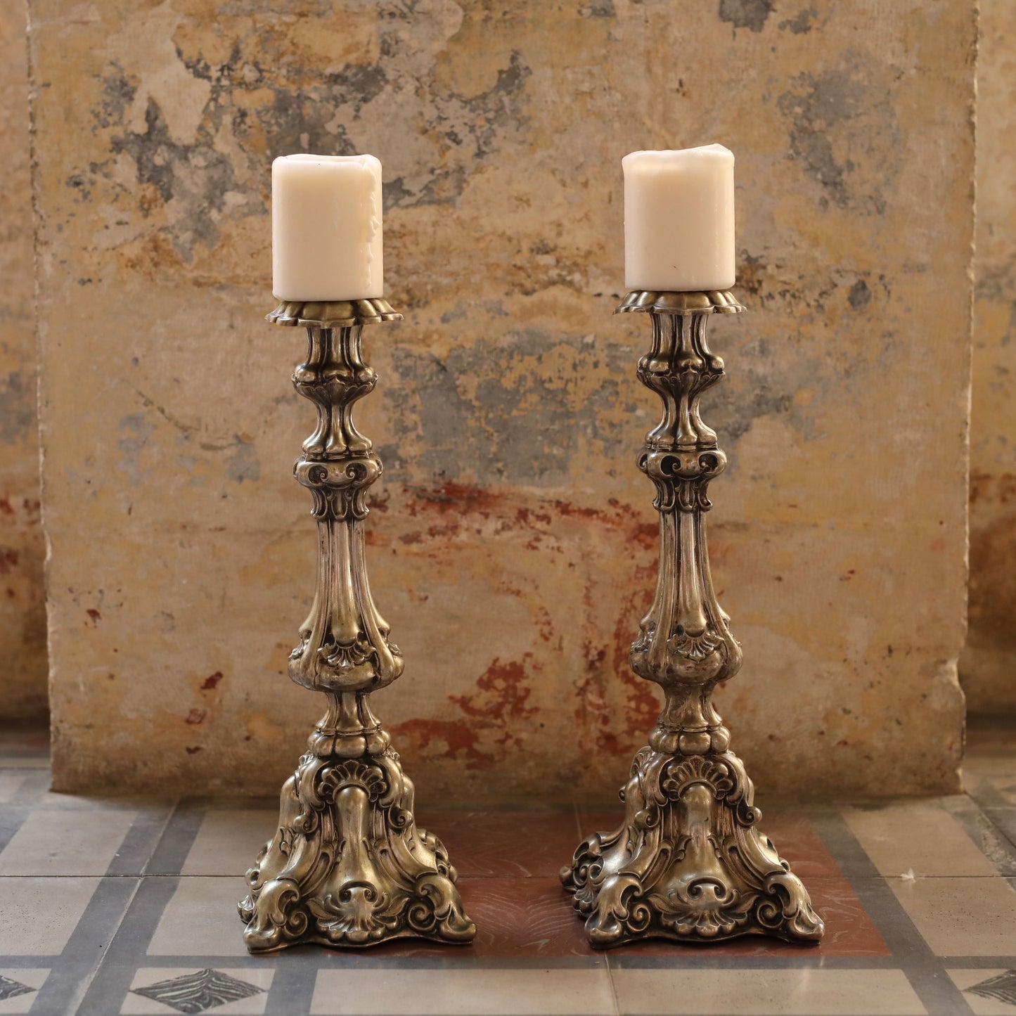 Huge pure silver candlesticks