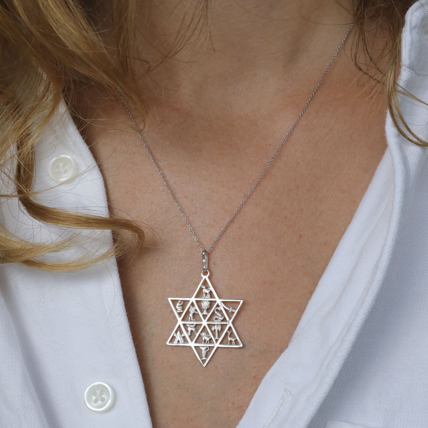 Sterling Silver Pendant with symbol of 12 Israeli Tribes