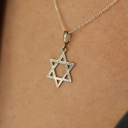 Sterling Silver Star of David Necklace with Ornament