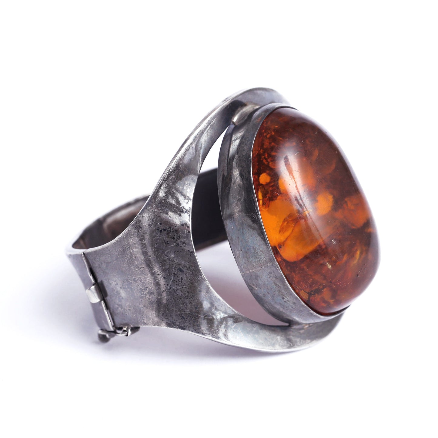 silver cuff 925 with old natural amber