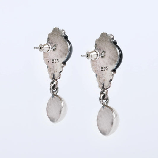one of a kind sterling silver earrings with onyx stones
