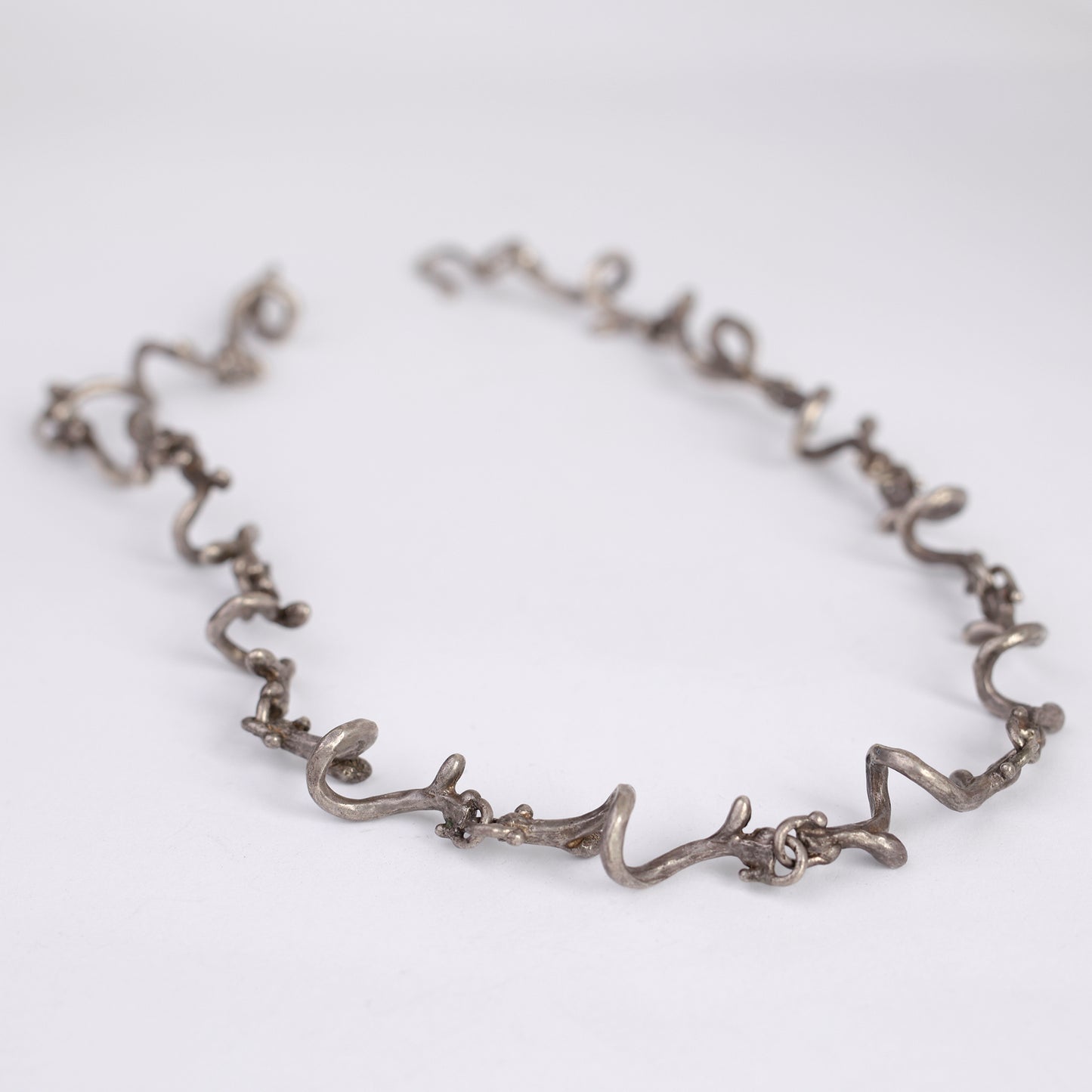Rachel Gera Sterling Silver Necklace – Sculptural Organic Links
