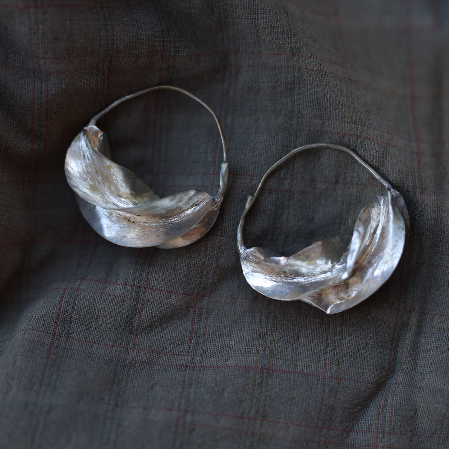 Vintage Giant Fulani Hoop Earrings silver 925