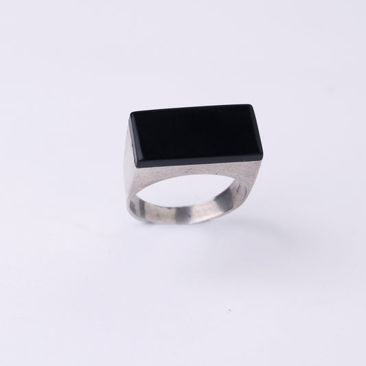 Modernist Sterling Silver Ring with Black Onyx