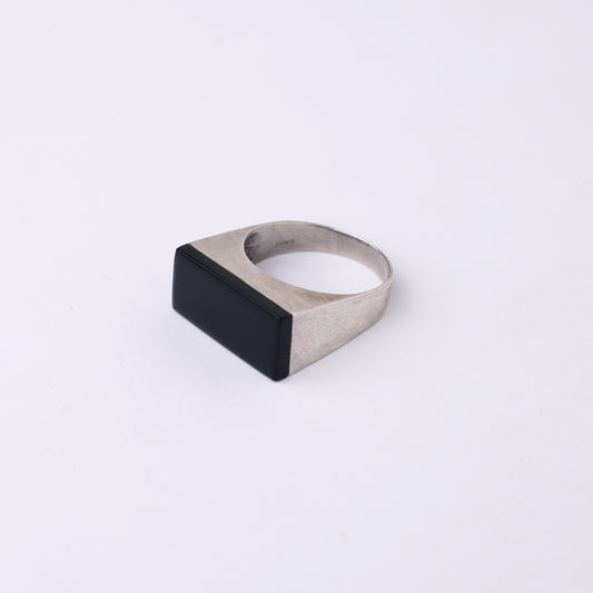 Modernist Sterling Silver Ring with Black Onyx