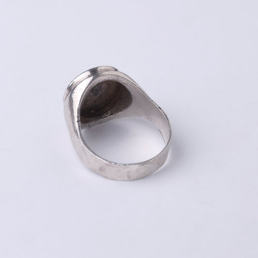 Vintage Sterling Silver Signet Ring with Female Portrait Relief