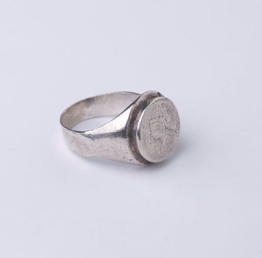 Vintage Sterling Silver Signet Ring with Female Portrait Relief