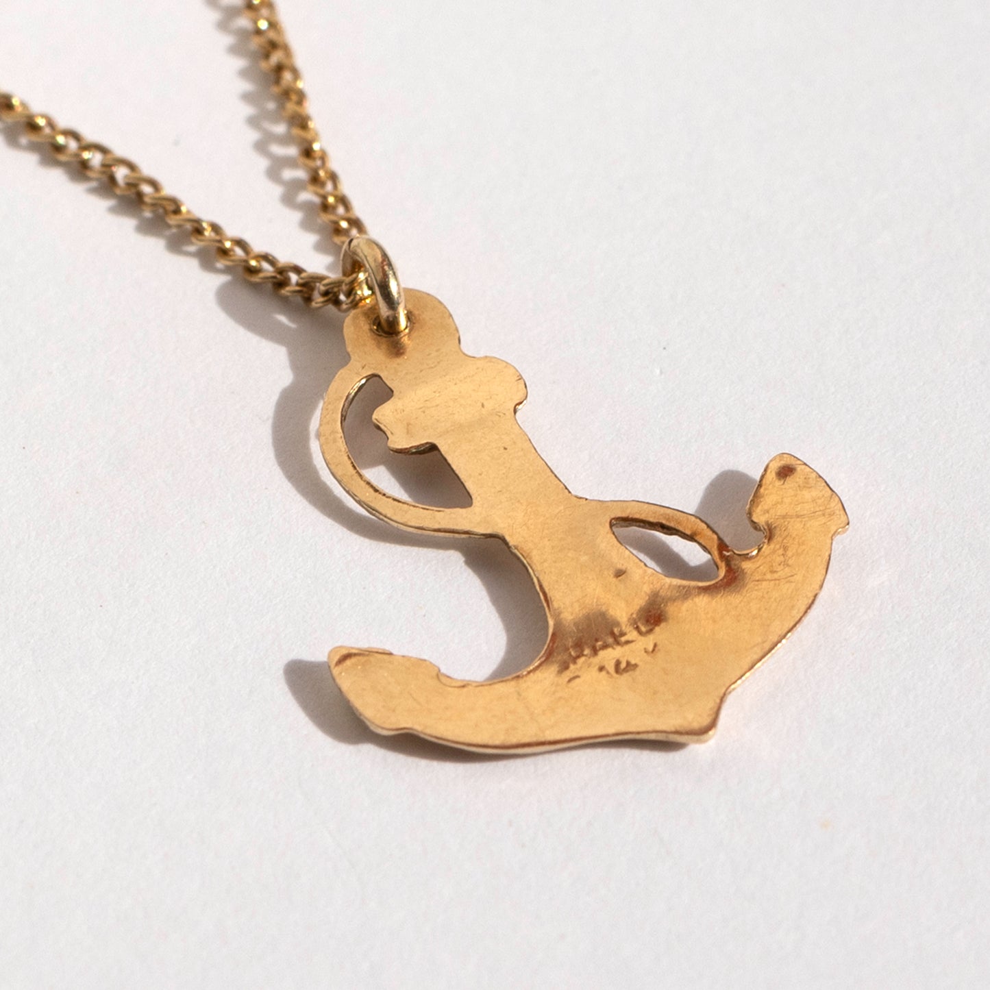 14K Gold Anchor Necklace – Made in Israel | Signed | One of a Kind