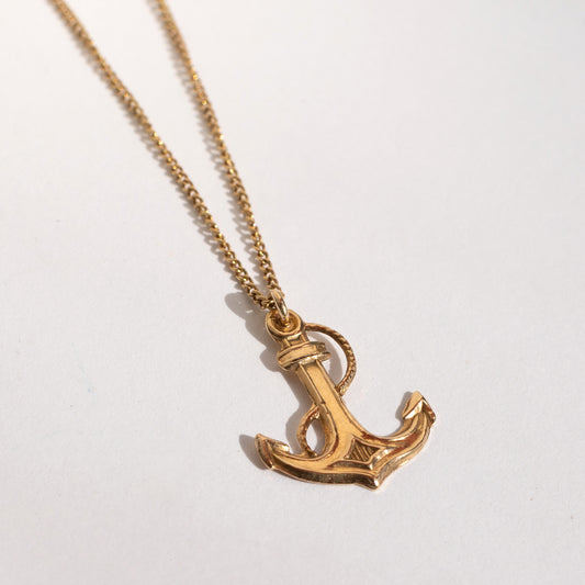 14K Gold Anchor Necklace – Made in Israel | Signed | One of a Kind