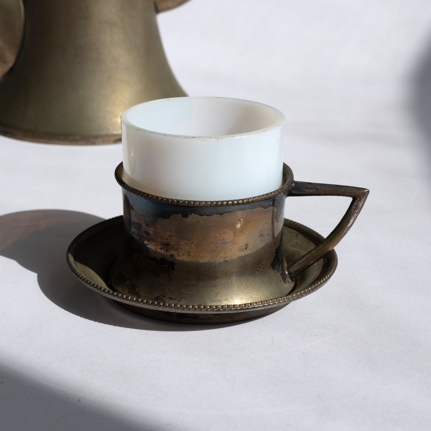 Vintage Silver Tea Set with Glass Inserts – Mid-Century Elegance | One of a Kind