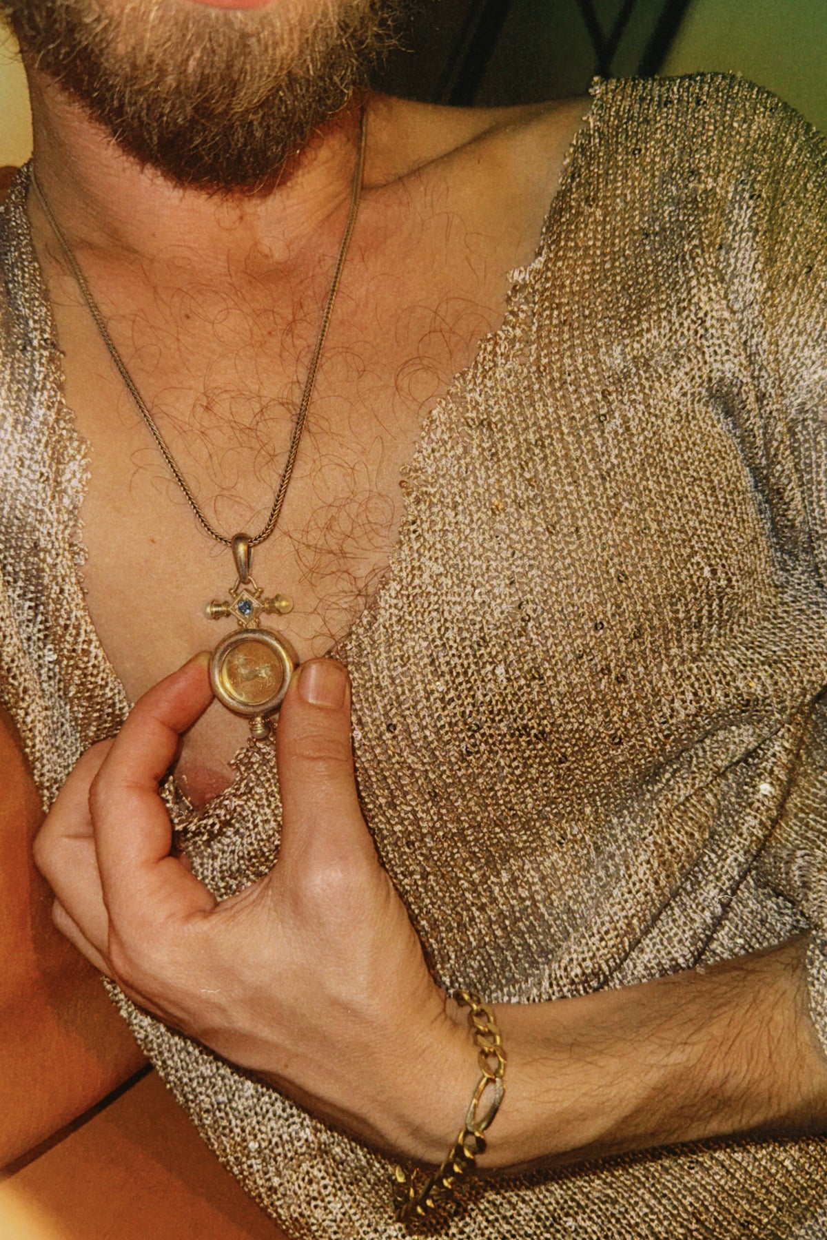 Sterling Silver Equestrian Medallion Necklace with Blue Gemstone & Pearls
