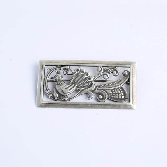 Vintage Soviet Russian Silver Firebird Pin – 875 Silver, 1960s