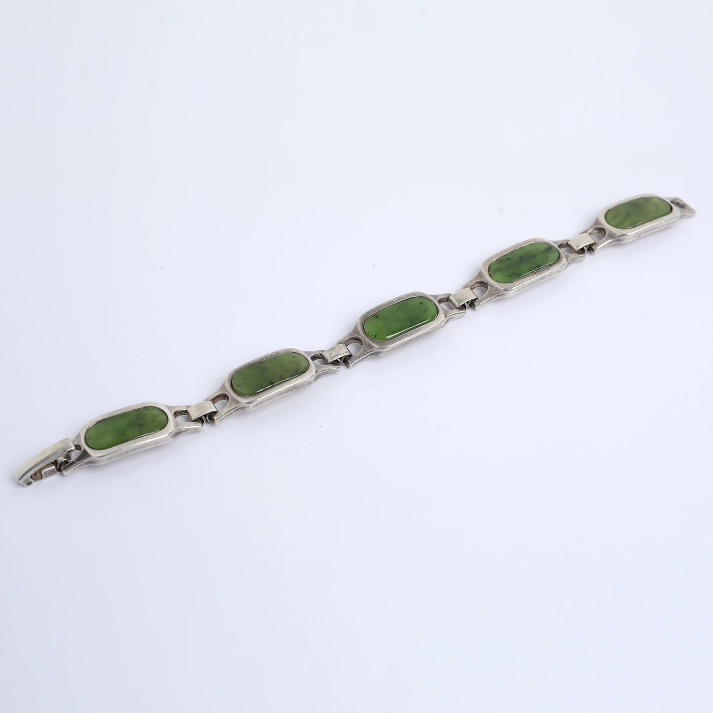 Imperial Green Jade Silver Bracelet