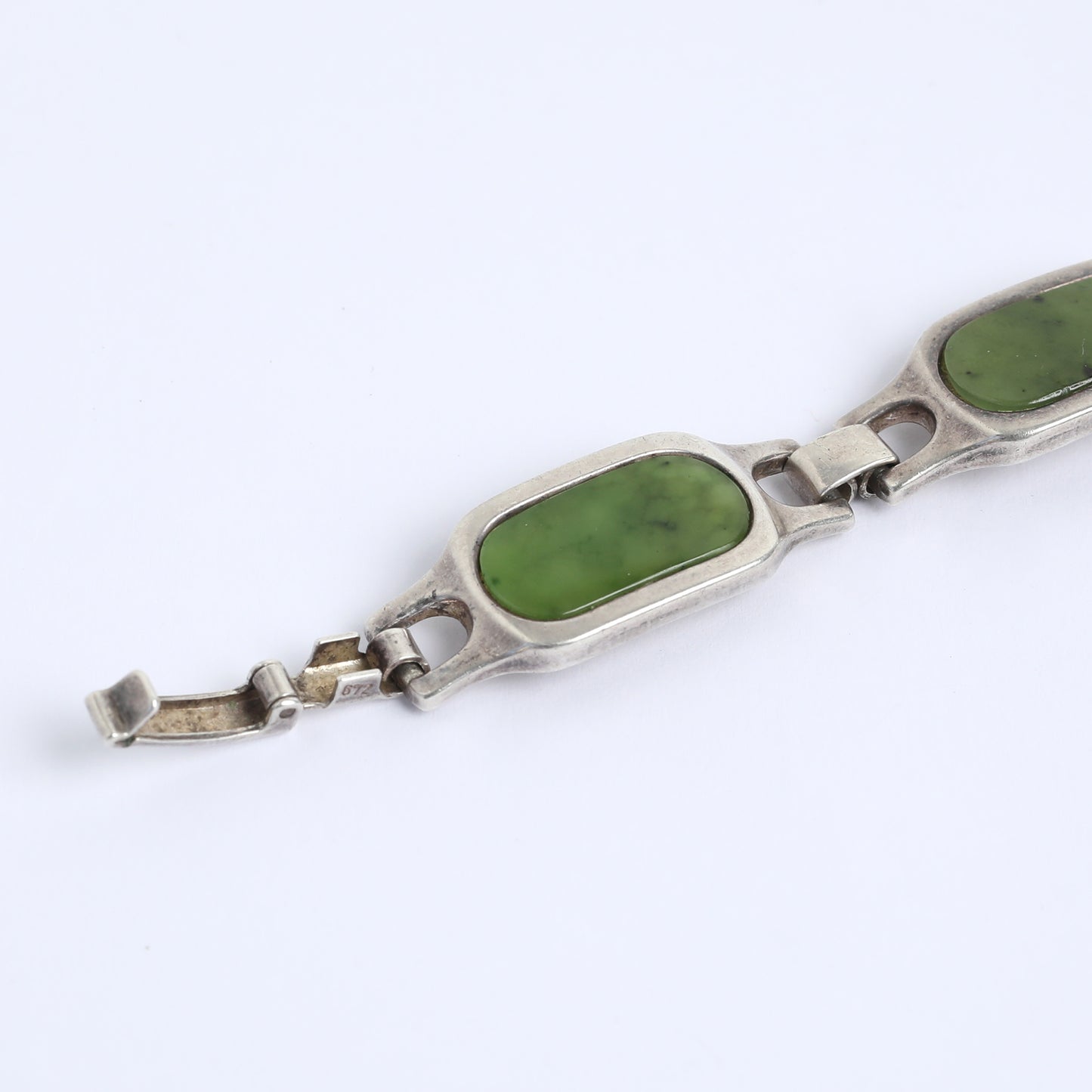 Imperial Green Jade Silver Bracelet