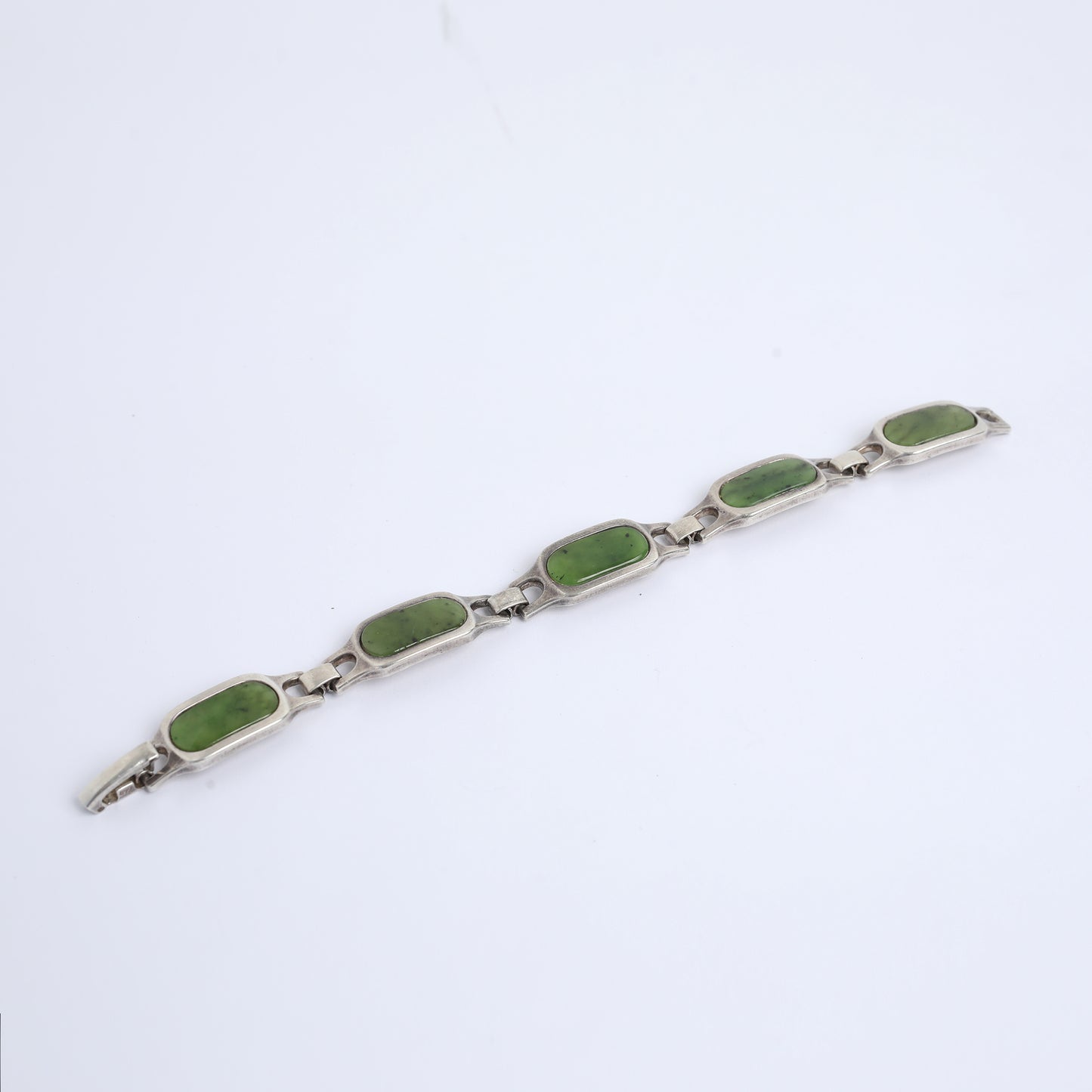 Imperial Green Jade Silver Bracelet