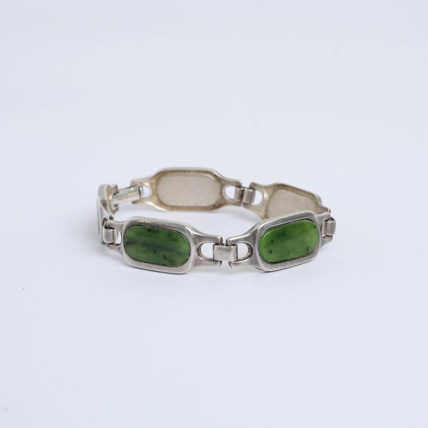 Imperial Green Jade Silver Bracelet