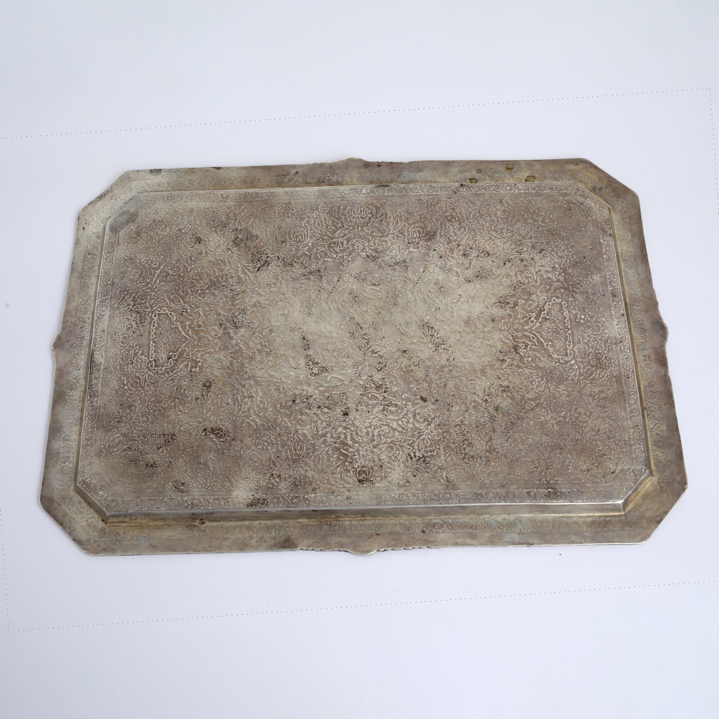 Handcrafted Persian Silver Tray – Signed with Hebrew Inscription