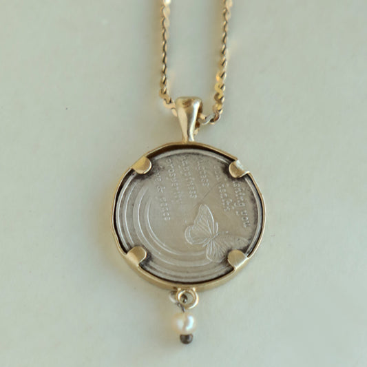 Silver Coin Pendant in Gold Frame – Circle of Blessings | Government Medals Company