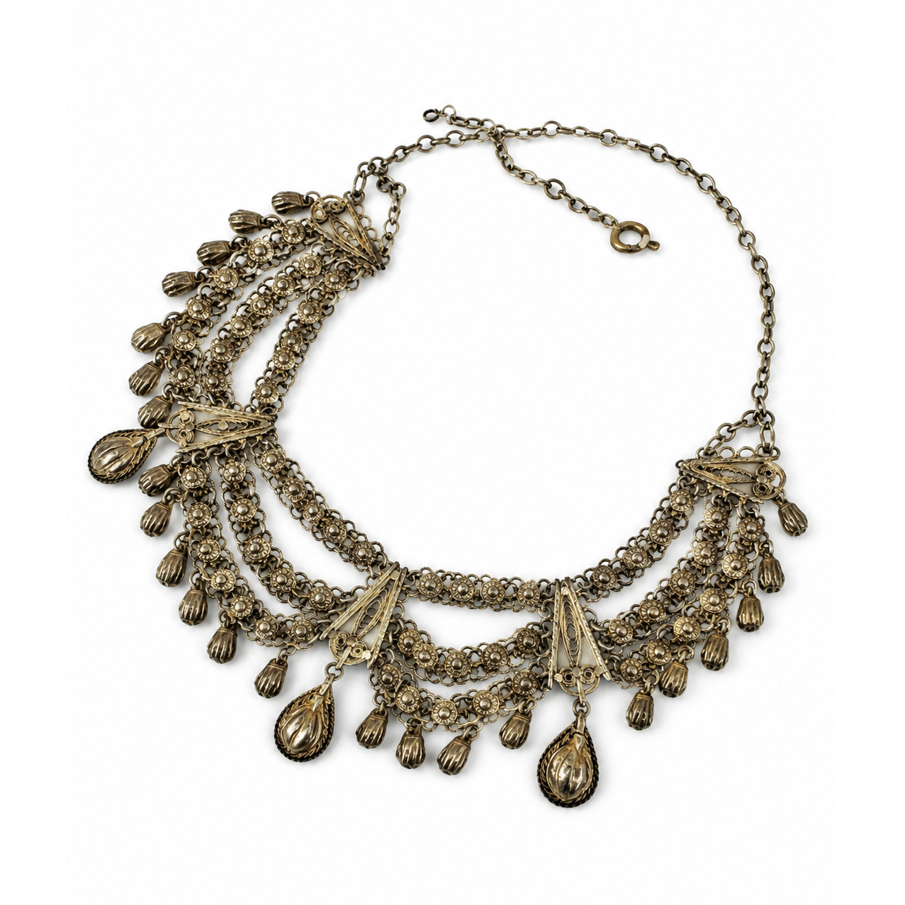 One-of-a-Kind Antique Yemeni Gold-Plated Silver Hamsa Necklace