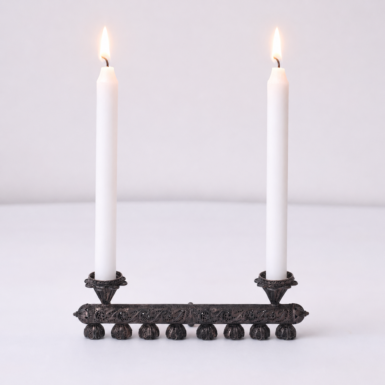 Convertible Filigree Menorah & Shabbat Candlesticks