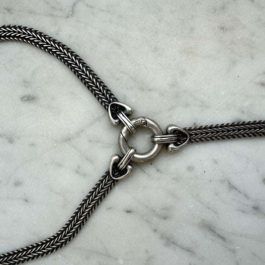 Versatile 1980s Silver Jewelry: Transformable Bracelet and Necklace Set