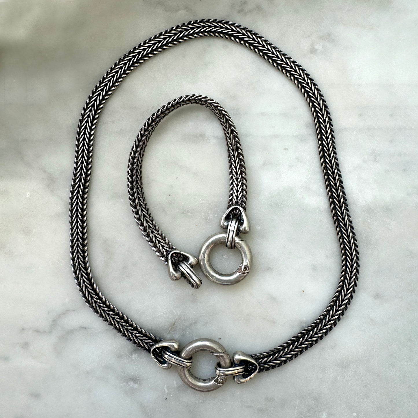 Versatile 1980s Silver Jewelry: Transformable Bracelet and Necklace Set