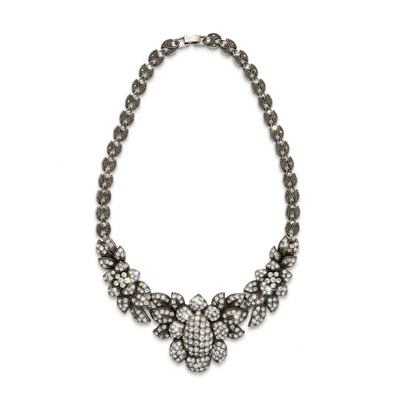Vintage Floral Zircon Statement Necklace