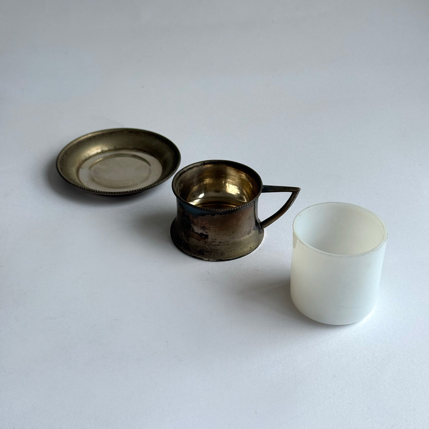 Vintage Silver Tea Set with Glass Inserts – Mid-Century Elegance | One of a Kind