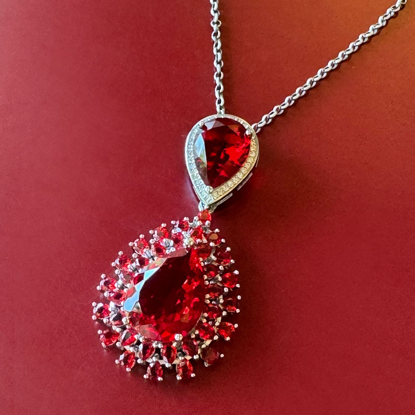 classic silver 925 Pendant with red zircons  ( can be earring too )