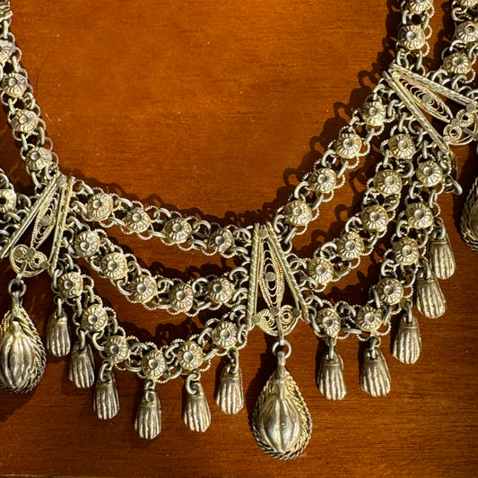 One-of-a-Kind Antique Yemeni Gold-Plated Silver Hamsa Necklace