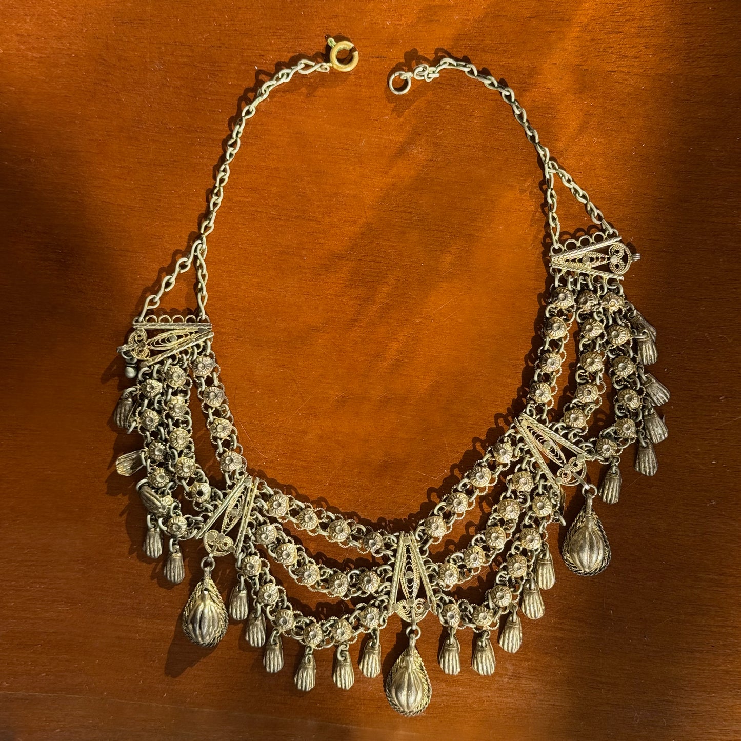 One-of-a-Kind Antique Yemeni Gold-Plated Silver Hamsa Necklace