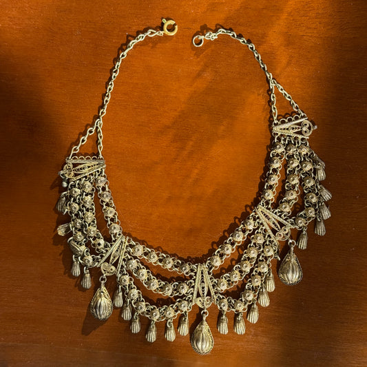 One-of-a-Kind Antique Yemeni Gold-Plated Silver Hamsa Necklace