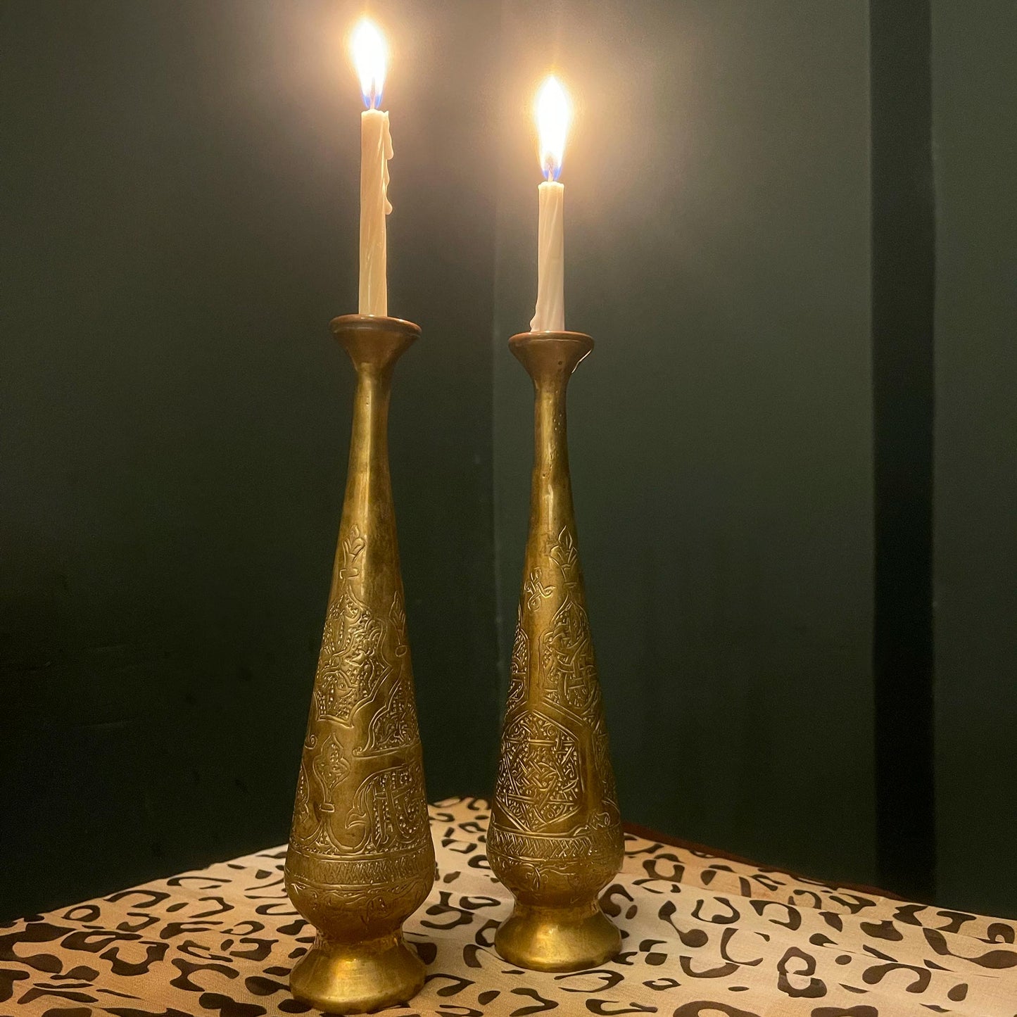 pair of handcrafted brass vases from Damascene