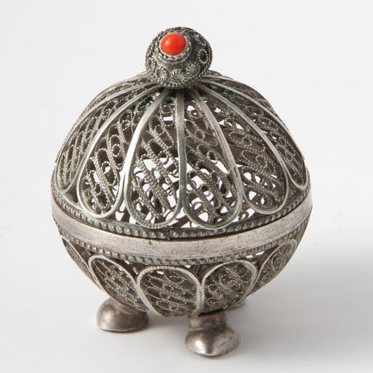 Filigree Jewelry Box with an Orange Stone