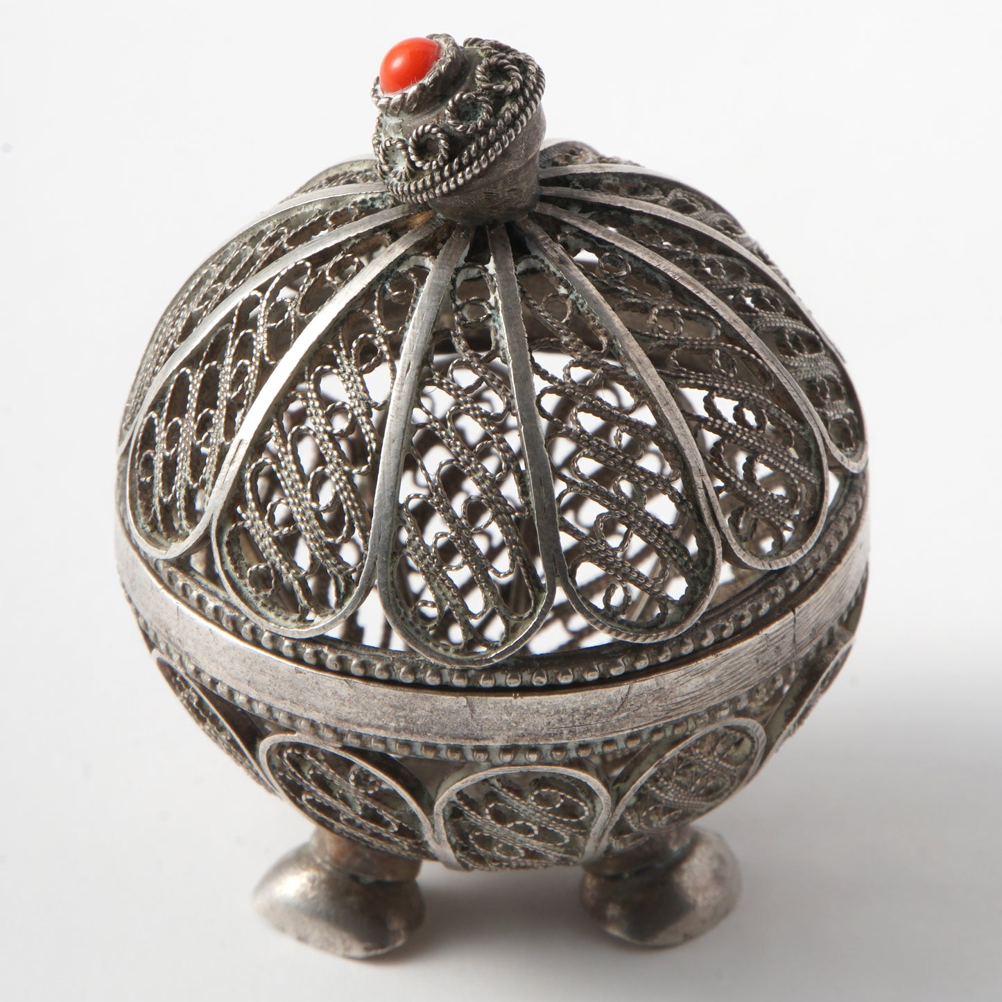 Filigree Jewelry Box with an Orange Stone