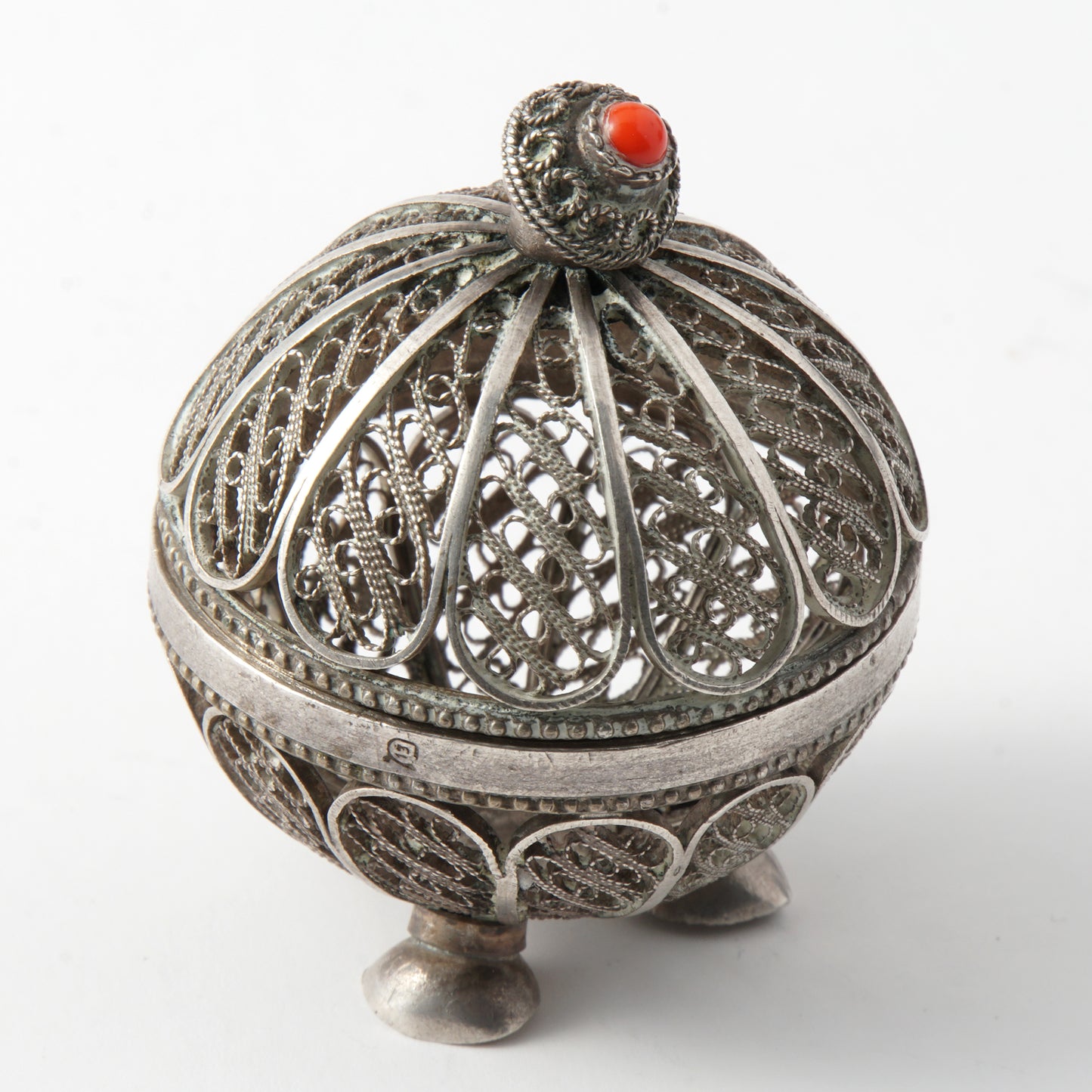 Filigree Jewelry Box with an Orange Stone
