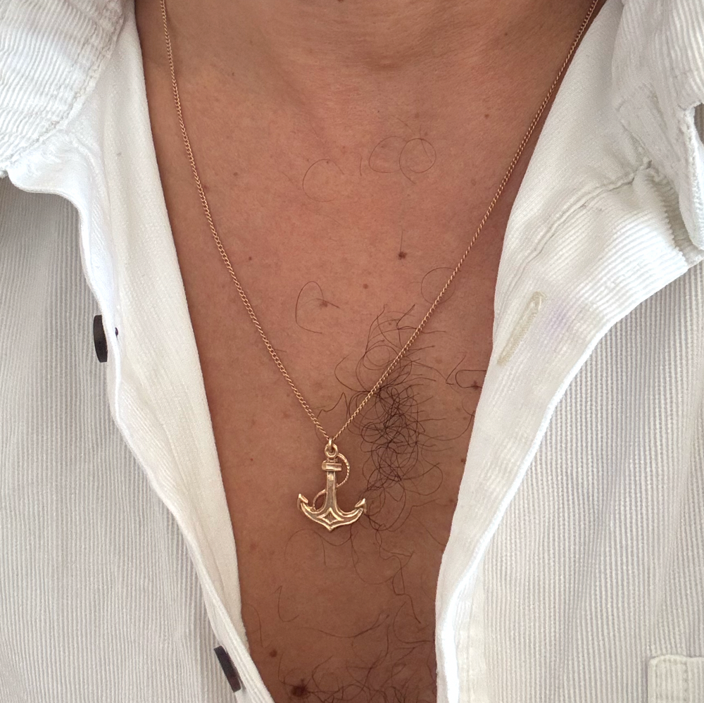 14K Gold Anchor Necklace – Made in Israel | Signed | One of a Kind