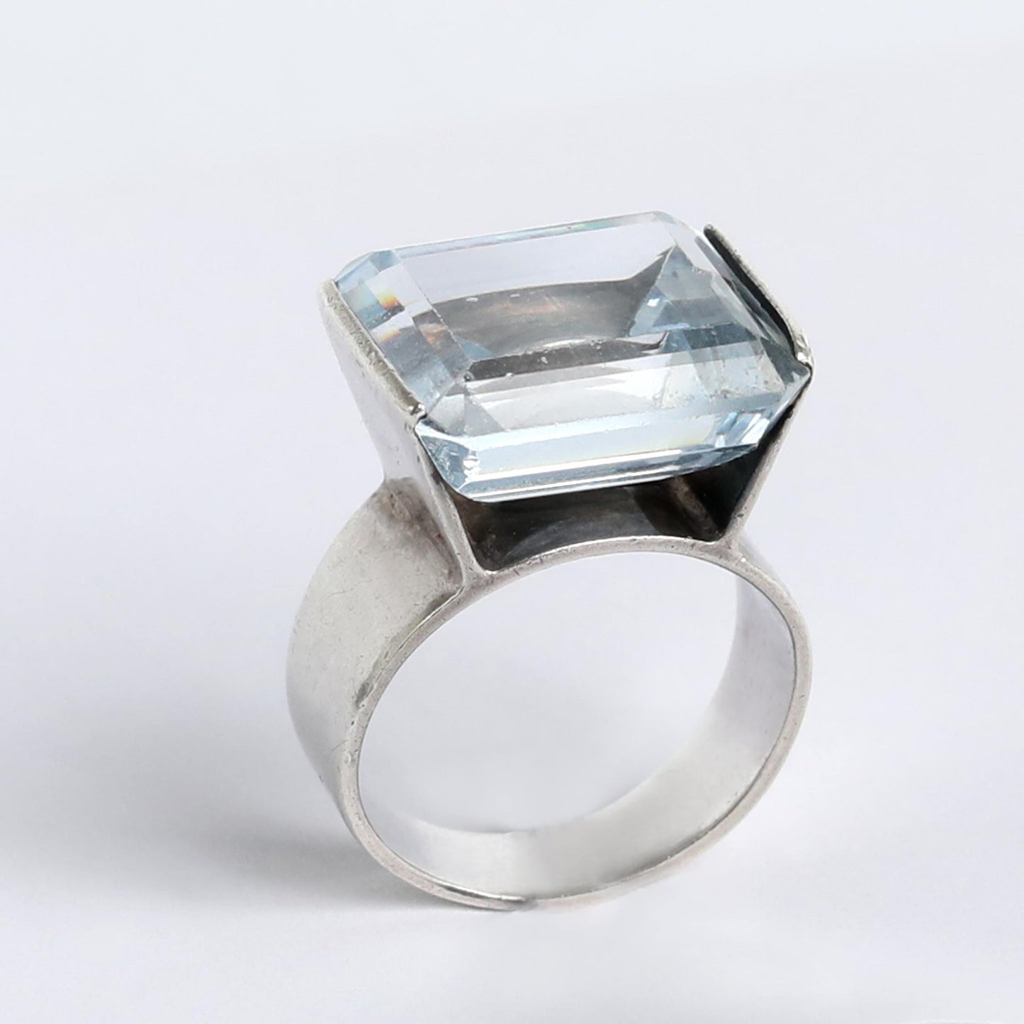 silver ring with a rare gem from the 1950s