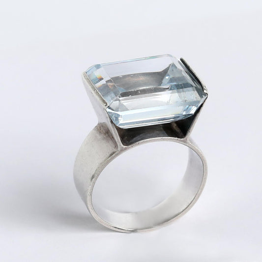 silver ring with a rare gem from the 1950s