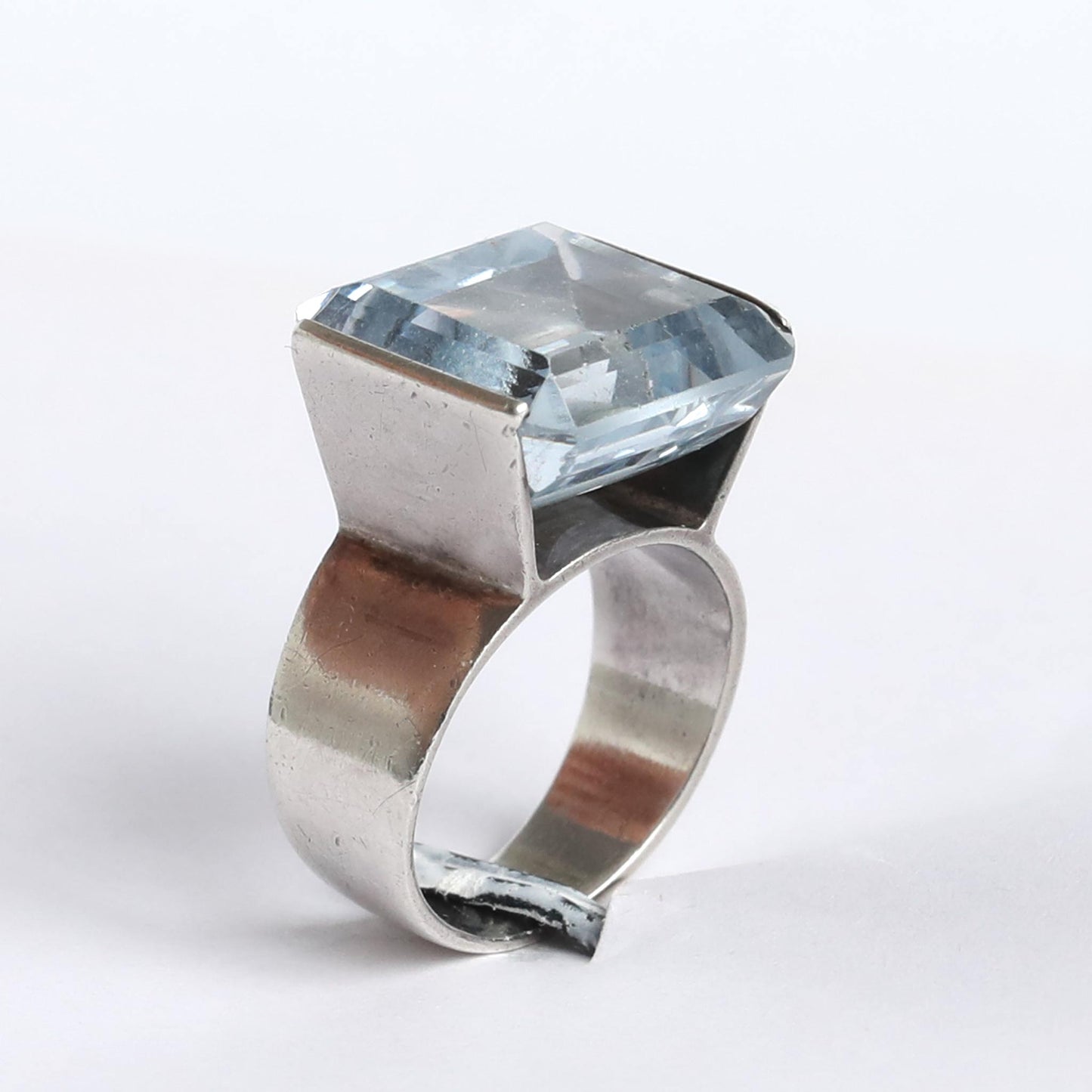 silver ring with a rare gem from the 1950s