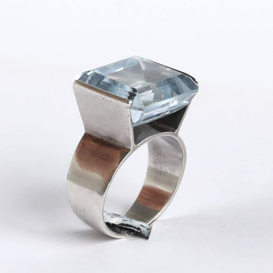 silver ring with a rare gem from the 1950s
